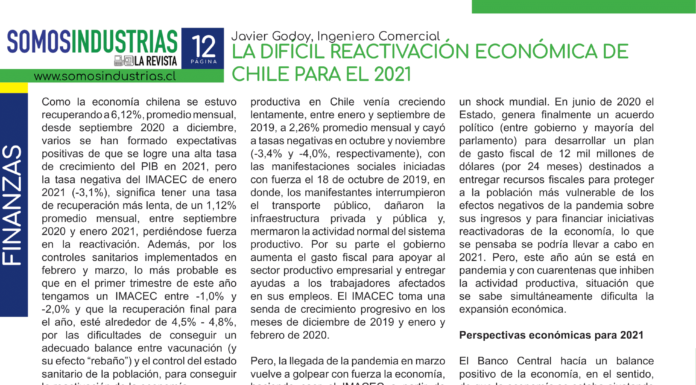 LA DIFÍCIL REACTIVACIÓN ECONÓMICA DE CHILE PARA EL 2021